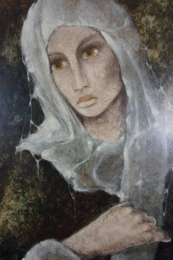 P.Petit. Portrait of the girl. – Paintings & Drawings, Wood (photo 4 of 6)