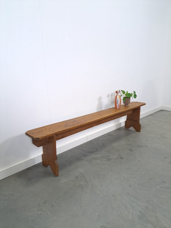 Image 1 of Old brocante wooden bench from France