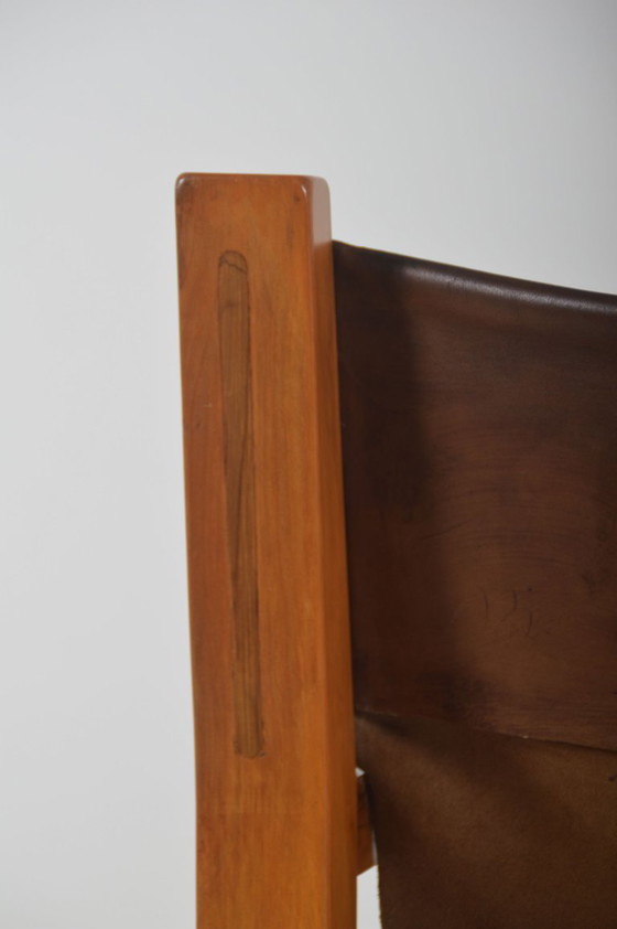 Image 1 of Set Franse zetels in olijfhout met tuigleer, jaren '70