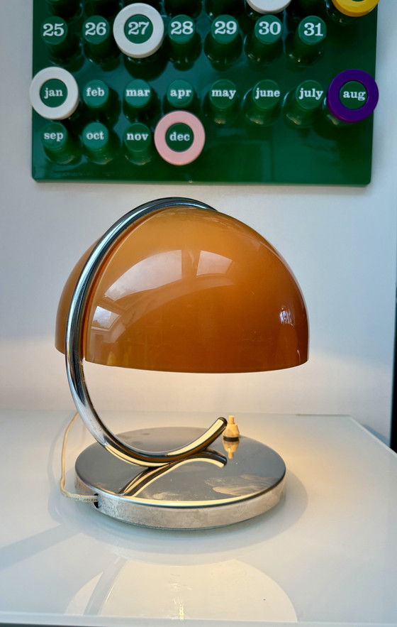 Image 1 of Space Age Caramel Colored Mushroom Table Lamp By Luigi Massoni For Meblo Guzzini