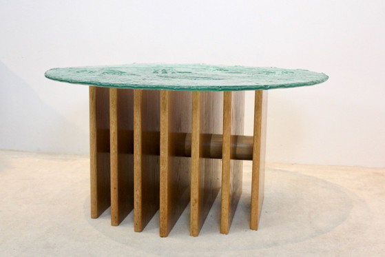 Heinz Lilienthal Sculpturale Glazen Salontafel, Koffietafelboeken, Hout, Brutalist (foto 9 van 11)