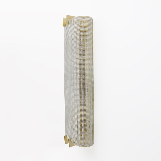 Image 1 of Coppia di applique da parete moderne in ottone italiano e vetro di Murano testurizzato