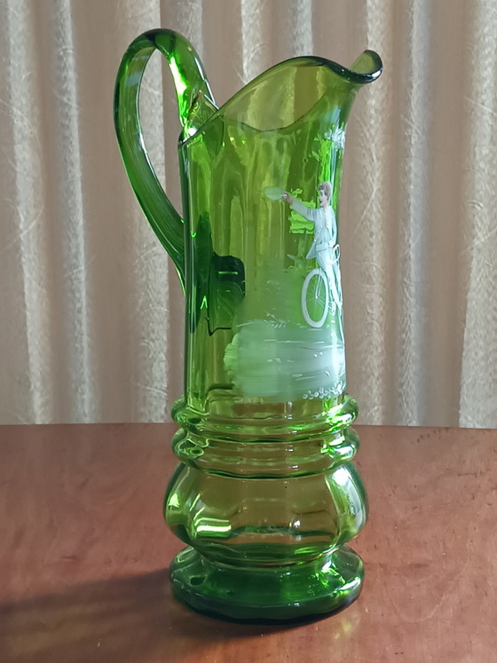 Caraffa antica vittoriana Mary Gregory - 32 cm. – Arte in vetro, Glass (photo 11 of 11)