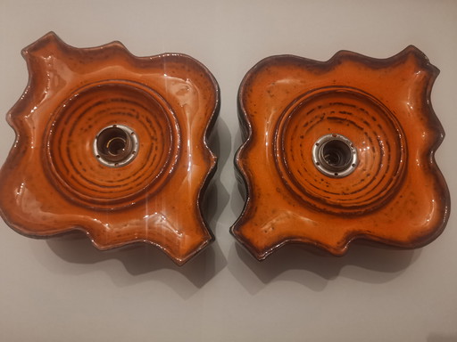 Set of Space Age Fat Lava Ceramic Wall Lamps