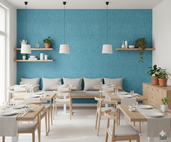14300 Vintage Jute Look Wallpaper Blue Retro Natural – Wall decoration (photo 5 of 5)