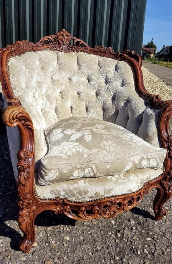 Image 1 of Italiaanse barok bank met fauteuils 