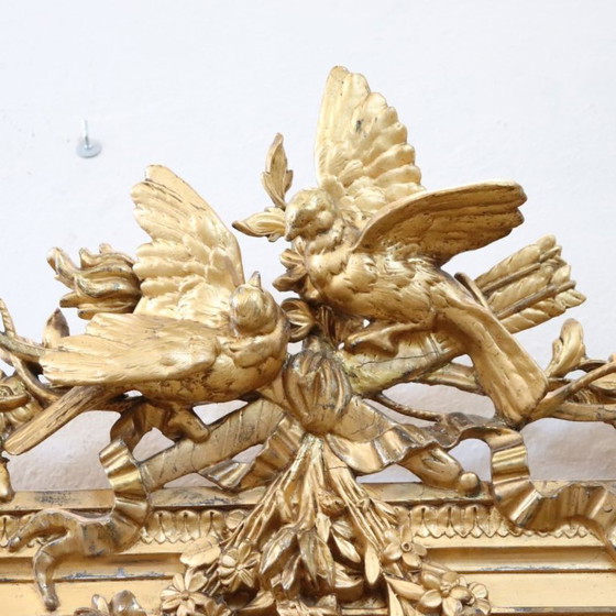 Image 1 of Large Antique Wall Mirror in Gilded Wood, Italy 19th Century
