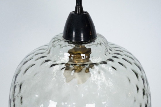 Image 1 of Coppia di lampade a sospensione Mid-Century in vetro di Murano fumé, Italia, anni '50