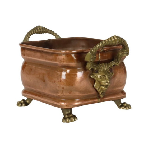 Fioriera antica in rame con piedini a zampa di leone e teste di leone, XIX secolo. – Vasi per piante, Copper (photo 5 of 14)