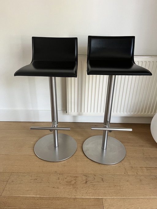 La Palma barkrukken zwart leder / RVS 2 atiks – Lapalma, Leather