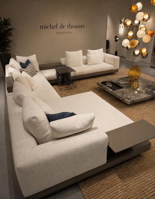 Minotti Connery Configuration 01 497x377cm Tessuto Tibet Pelle Aspen – modulaire banken, Metal, Leather (photo 2 of 8)