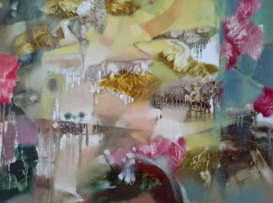 Original Oil Painting Abstract Figurative Girl Flowers Morning Symphony – Paintings & Drawings, Canvas (photo 5 of 13)