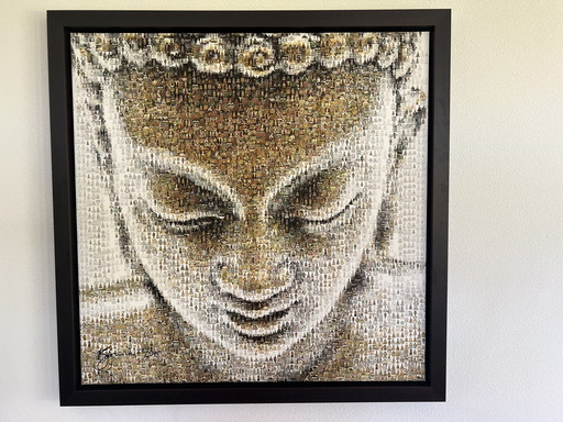 Buddha on canvas with wooden frame - Greg Sedgwick