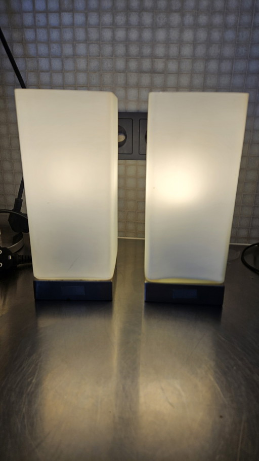 2x Jan des Bouvrie ice cube dimmable table lamps