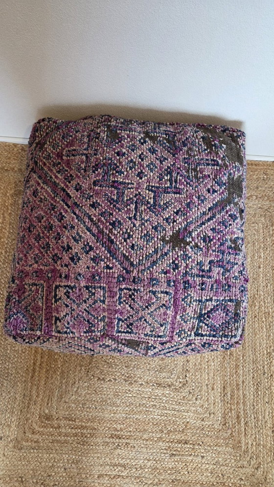 Image 1 of Vintage Berber pouf purple blue