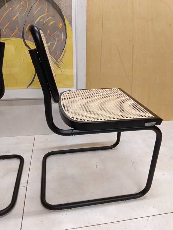 Image 1 of ALIVARMVSEVM 104. SET of 2 CESCA B32 Chairs (NEW) in Black Frame Limited Edition 