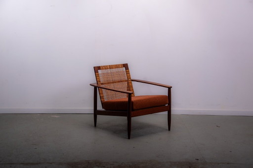 Fauteuil confortable en teck et rotin, style Mid-Century, vers 1970