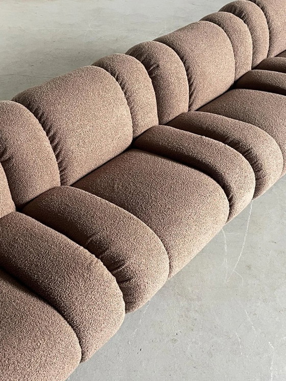 Image 1 of Moduli di seduta vintage Mimo Padova 'Velasquez' in tappezzeria boucle grigio tortora e acciaio cromato, anni '70, Italia