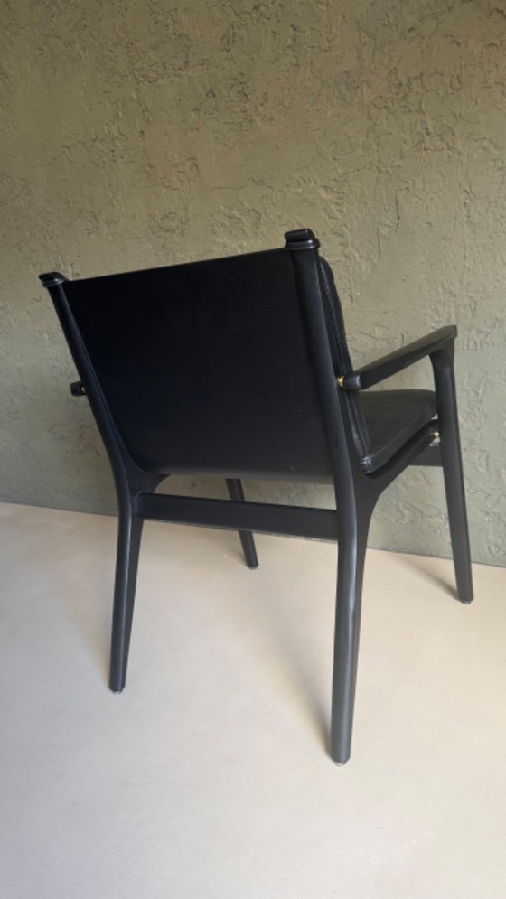 Image 1 of Stellar Works Ren dining table + 6 chairs – black oak / leather