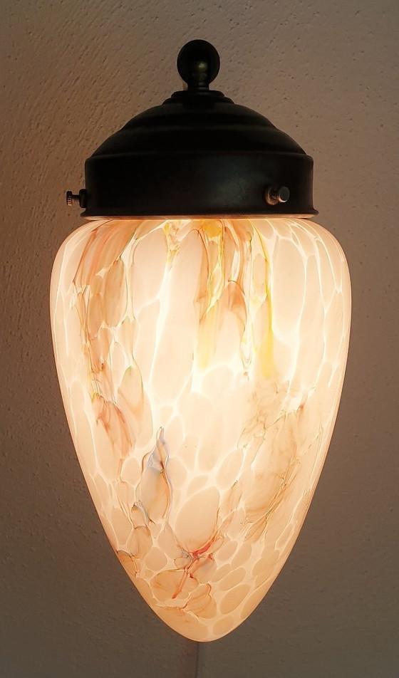Image 1 of Art-Deco-Wandleuchte aus Opalglas