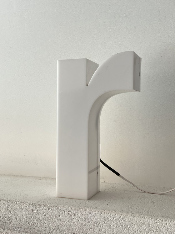 Image 1 of Vintage White Illuminated Sign Letter "R" - 70's