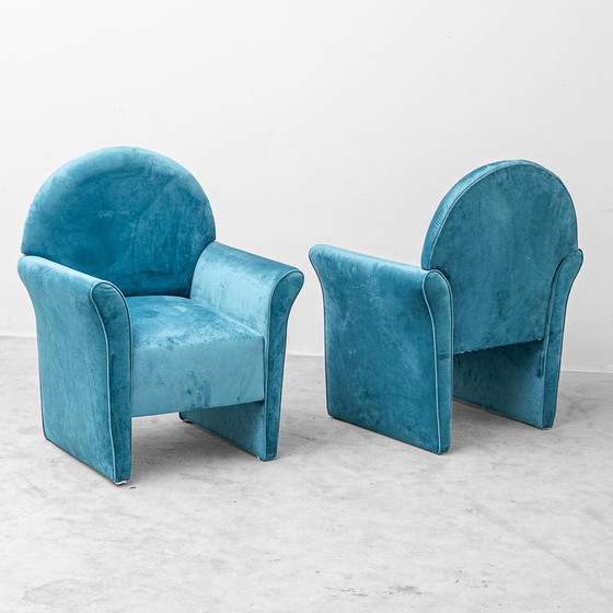 Coppia di poltrone vintage in velluto blu anni ’70 modernariato – Velvet (photo 9 of 10)