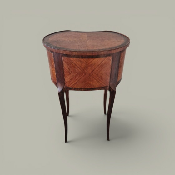 Image 1 of Table d’appoint style Louis XV - Marqueterie bois de rose - Epoque XIXème 
