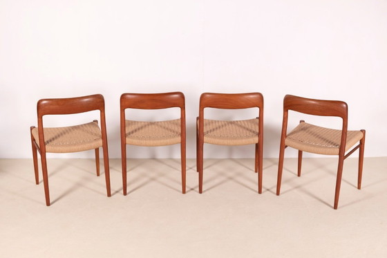 Image 1 of 4 sedie da pranzo Niels O. Møller modello 75 in teak, anni '60, Danimarca