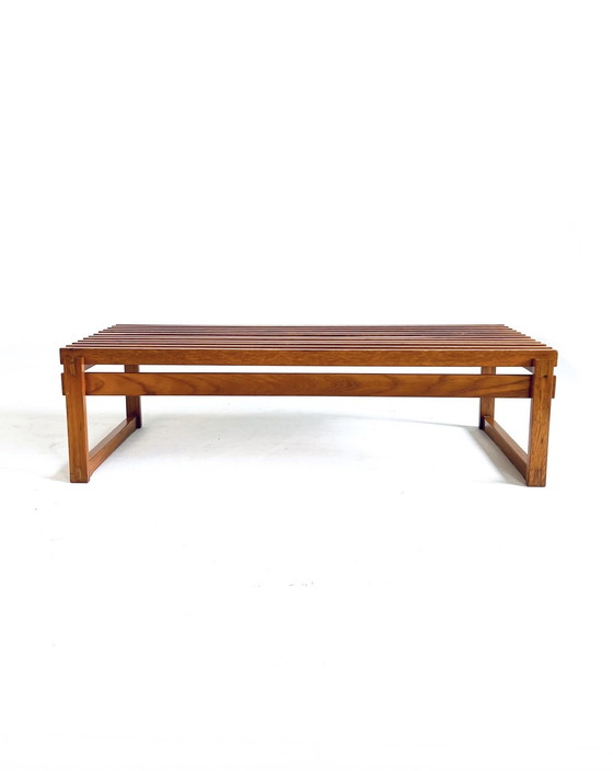 Image 1 of Vintage Danish Teak Slatted Bench '70s