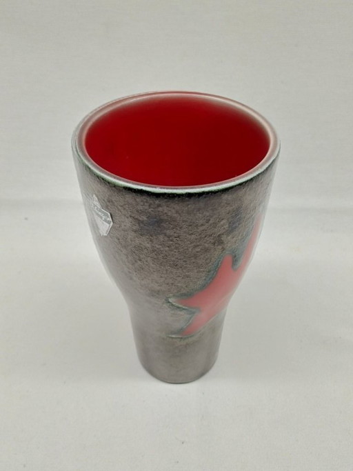Bicolored red/black ceramic vintage vase Elchinger 1950 – vazen (photo 2 of 6)