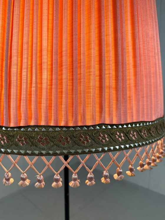 Image 1 of Austrian brass floor lamp with pleated lampshade 1940-50s
