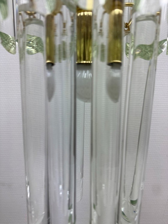 Image 1 of Lampadario a 3 file con tubi di cristallo Giesse Senago in stile Venini, Italia