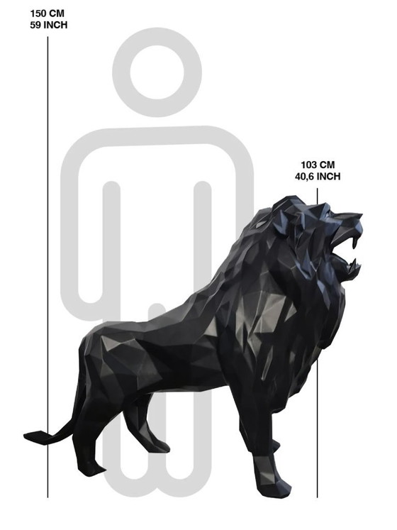 Image 1 of Fiberglas-Skulptur – Löwe – Schwarz