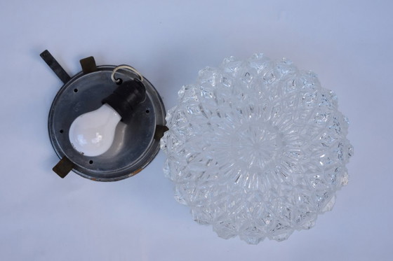 Image 1 of Vintage geslepen glazen plafondlamp