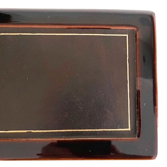 Image 1 of Vintage mid-century SC3 Italy jewelry box ceramic leather 1970s