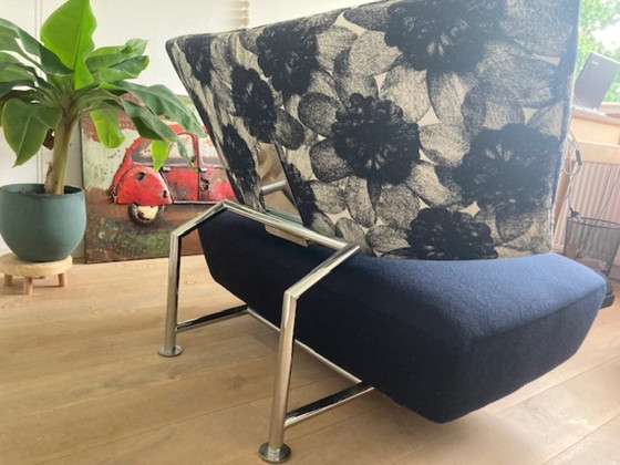 Image 1 of Leolux Akka, Liebessitz und Chaisse Longue, blau mit Blume