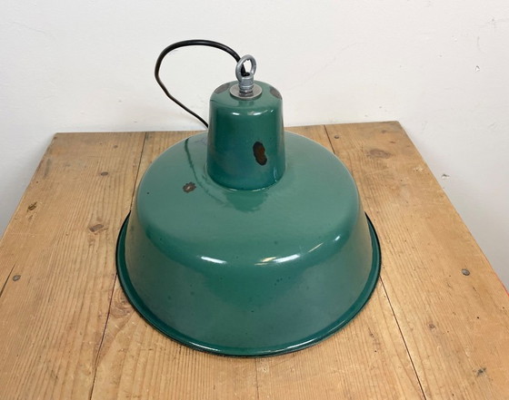 Image 1 of Industrial Petrol Enamel Pendant Lamp, 1960s