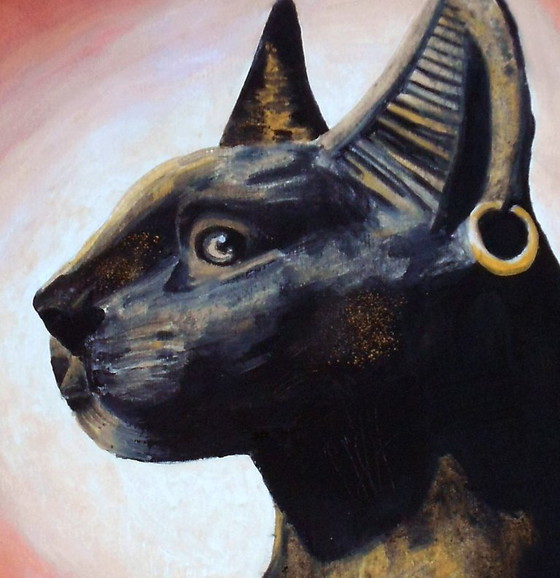 Image 1 of De Egyptische kat (handgeschilderd)