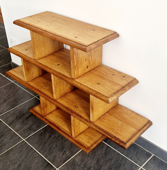 Image 1 of Lage plank in brutalistische stijl - massief eiken - jaren 1940