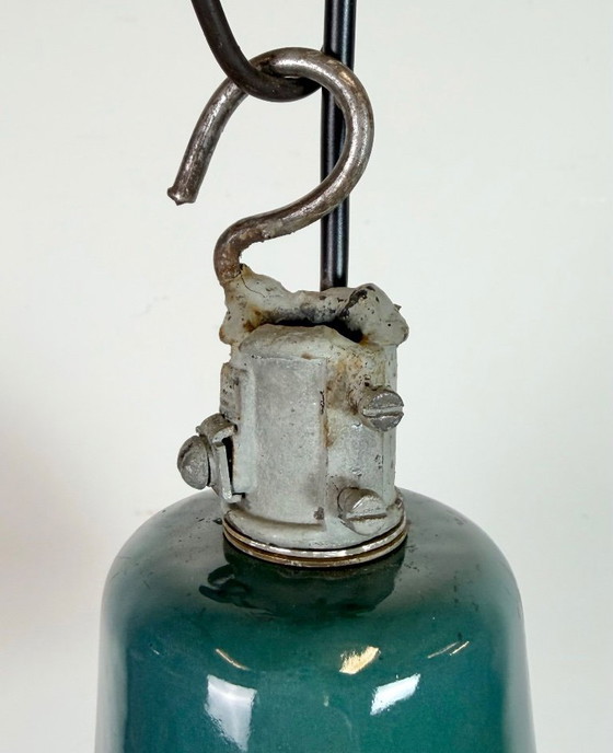 Image 1 of Industriële hanglamp van petroleum-email, jaren 60