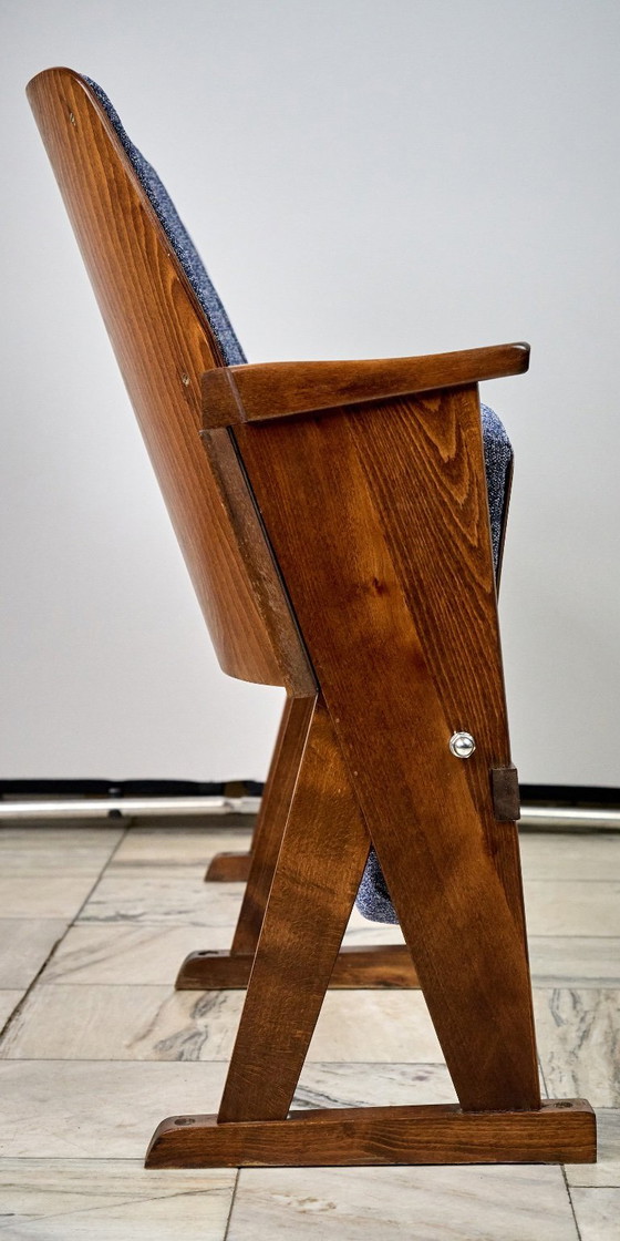 Image 1 of Vintage Blue Folding Cinema Chairs, 1970s Czechoslovakia