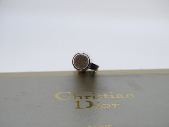 Image 1 of Penna a sfera scanalata Dior, metallo argentato, anni '70 - Francia