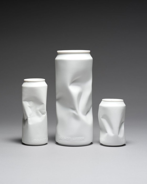 Image 1 of "Do Not Litter" Rosenthal Studio-Line Tin Can Vase TRIO 20cm 14cm 10cm Coca-Cola