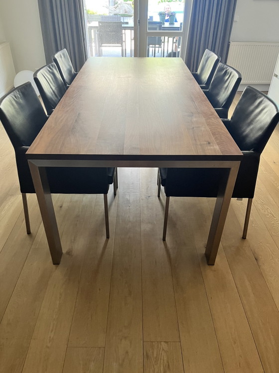 Bert Plantagie eettafel met 6 lederen stoelen – Eetkamerset, Leather, Metal (photo 7 of 8)