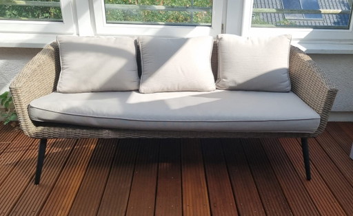 Canapé lounge Jysk Jutlanda en polyrotin résistant aux intempéries 181 cm – 2 zitsbanken, Polyester, Rattan
