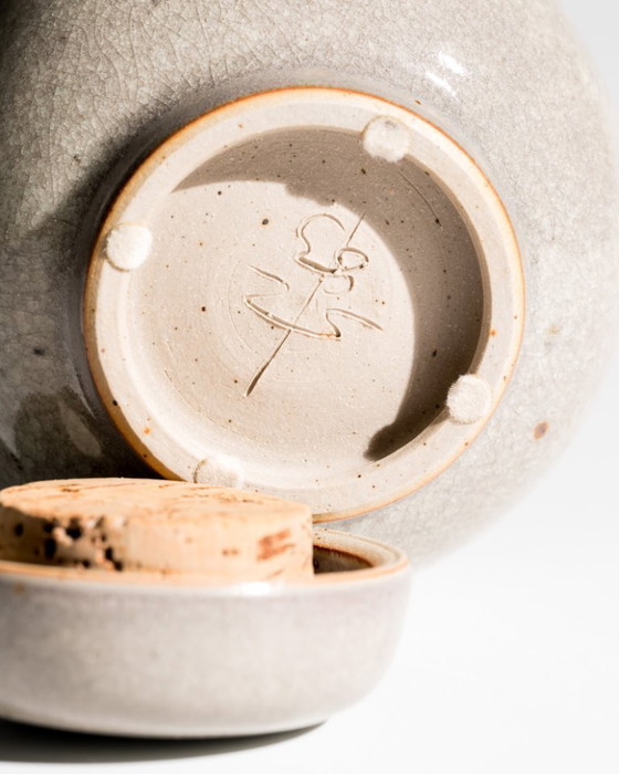 Image 1 of Wendelin Stahl Studio Ceramic Tea Caddy Lidded Vessel Alemania 1983 Studiokeramik