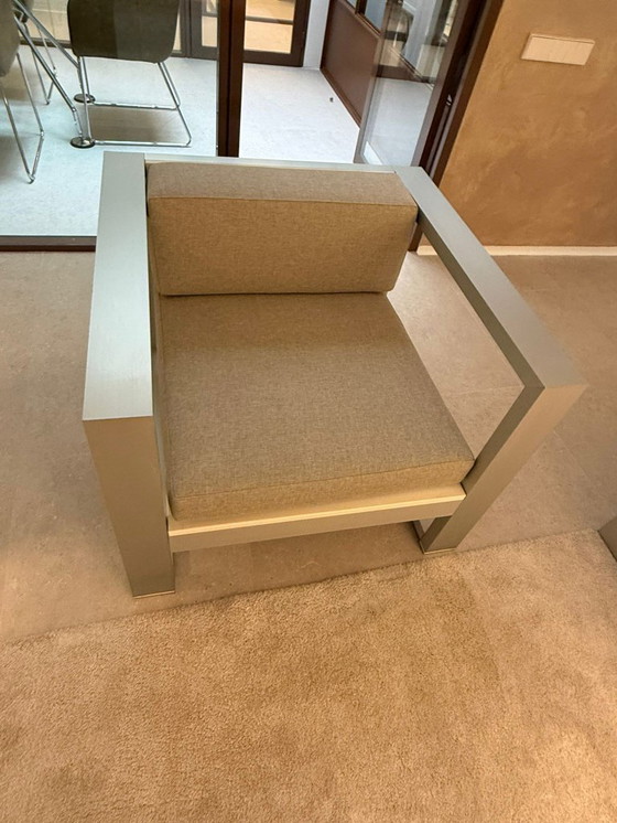 Image 1 of Conjunto Gandía Blasco: divano 280 cm + butaca – aluminio blanco – fundas nuevas