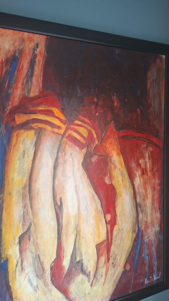 Image 1 of Kees Van De Wal – "Hacia la luz" – Obra abstracta de gran formato enmarcada en negro.