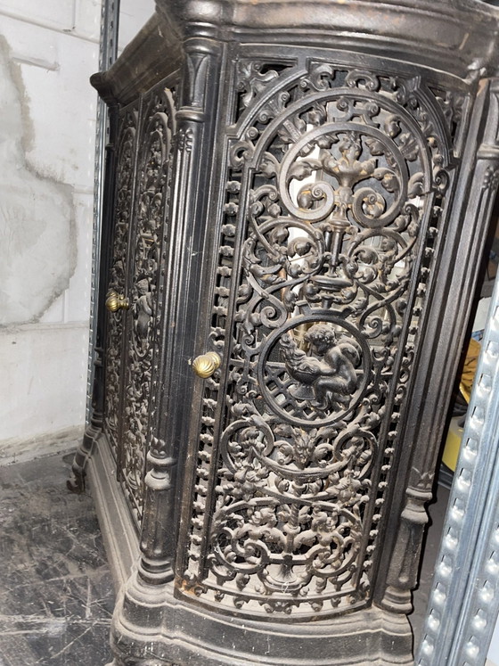 Caminetto decorativo Godin Art Nouveau, funzionante!, Oggetti decorativi, Ghisa, Ottone, Nero (foto 4 di 9)