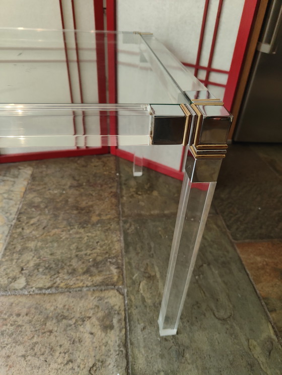 Image 1 of Quadratischer Salontisch aus Acrylplexiglas mit Glasplatte